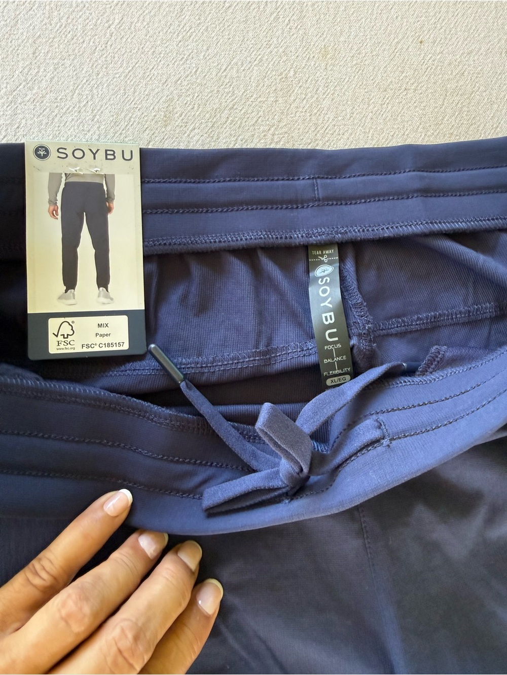 SOYBU Performance Jogger Pants XL Blue Stretch Zip Pocket Athleisure NWT - Picture 5 of 14